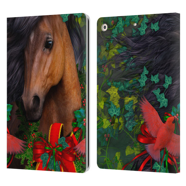 Laurie Prindle Western Stallion A Morgan Christmas Leather Book Wallet Case Cover For Apple iPad 10.2 2019/2020/2021