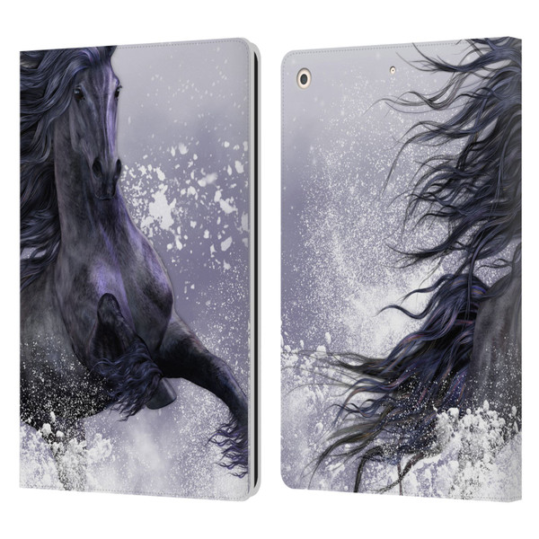 Laurie Prindle Western Stallion Winter Thunder Leather Book Wallet Case Cover For Apple iPad 10.2 2019/2020/2021