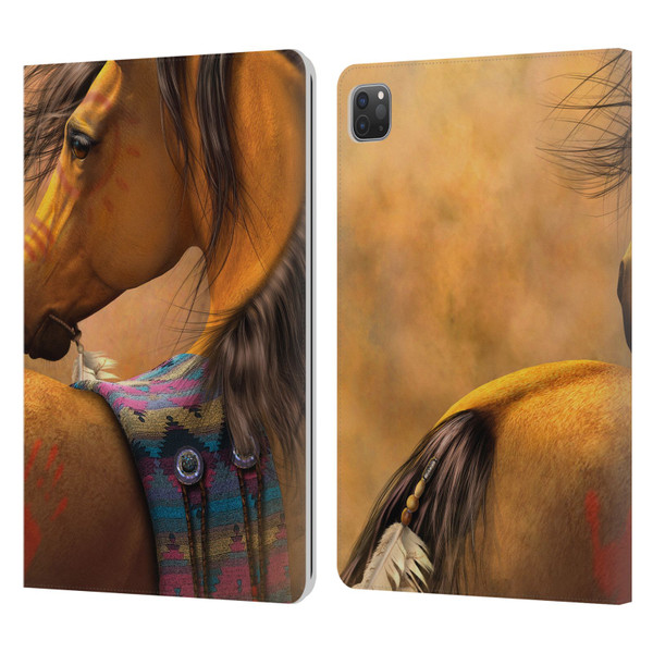 Laurie Prindle Western Stallion Kiowa Gold Leather Book Wallet Case Cover For Apple iPad Pro 11 2020 / 2021 / 2022