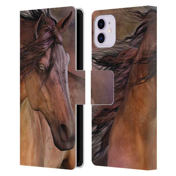 Laurie Prindle Western Stallion Belleze Fiero Leather Book Wallet Case Cover For Apple iPhone 11