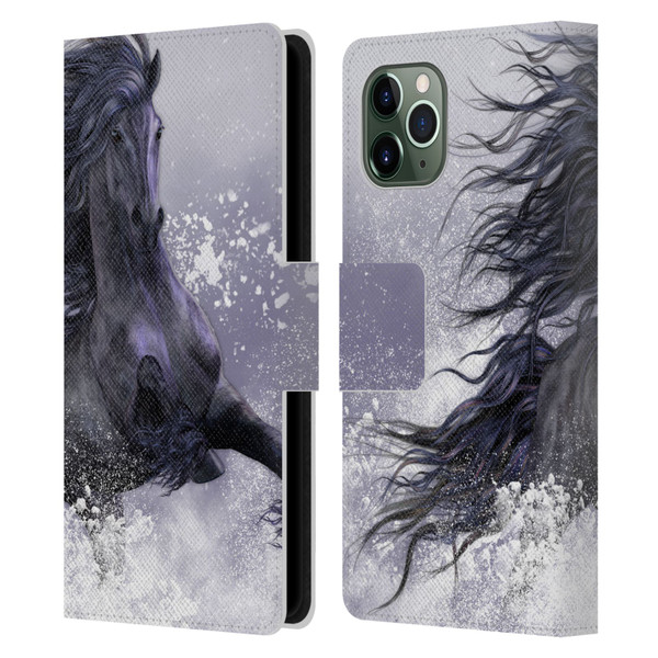 Laurie Prindle Western Stallion Winter Thunder Leather Book Wallet Case Cover For Apple iPhone 11 Pro