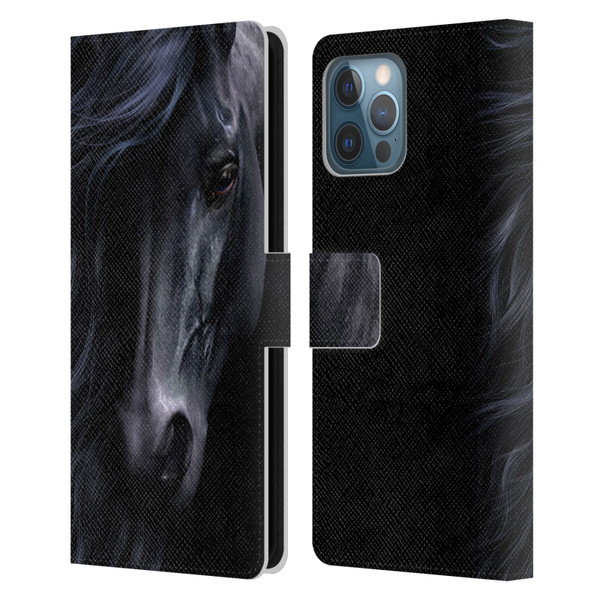 Laurie Prindle Western Stallion The Black Leather Book Wallet Case Cover For Apple iPhone 12 Pro Max
