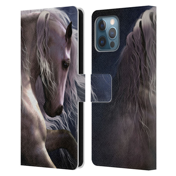 Laurie Prindle Western Stallion Night Silver Ghost II Leather Book Wallet Case Cover For Apple iPhone 12 Pro Max