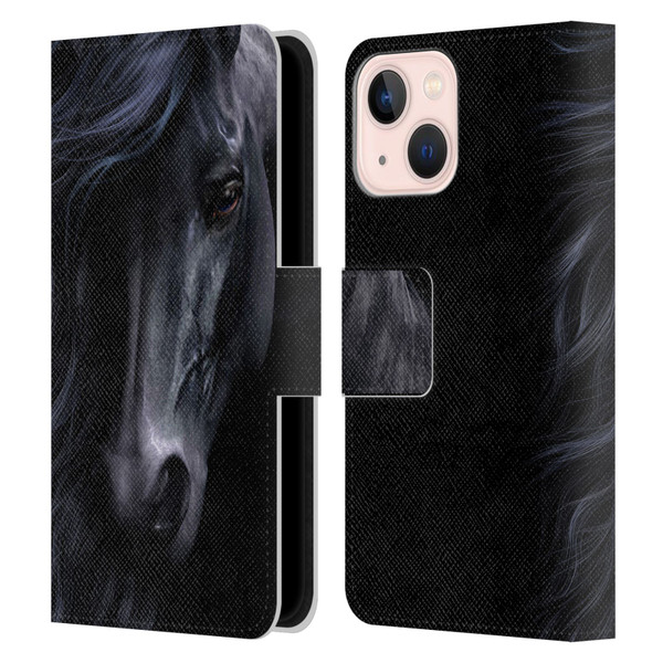 Laurie Prindle Western Stallion The Black Leather Book Wallet Case Cover For Apple iPhone 13 Mini