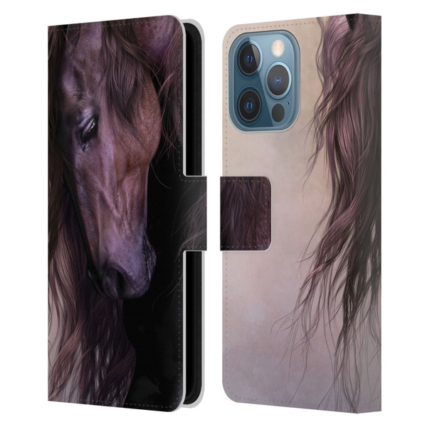 Laurie Prindle Western Stallion Equus Leather Book Wallet Case Cover For Apple iPhone 13 Pro
