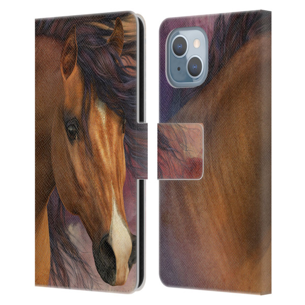Laurie Prindle Western Stallion Flash Leather Book Wallet Case Cover For Apple iPhone 14