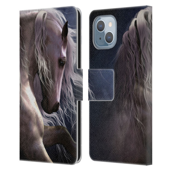 Laurie Prindle Western Stallion Night Silver Ghost II Leather Book Wallet Case Cover For Apple iPhone 14