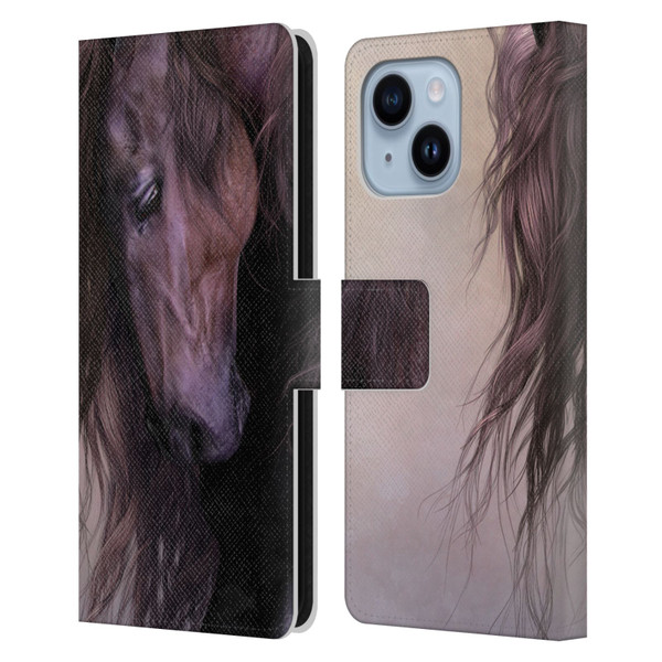 Laurie Prindle Western Stallion Equus Leather Book Wallet Case Cover For Apple iPhone 14 Plus