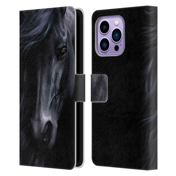 Laurie Prindle Western Stallion The Black Leather Book Wallet Case Cover For Apple iPhone 14 Pro Max