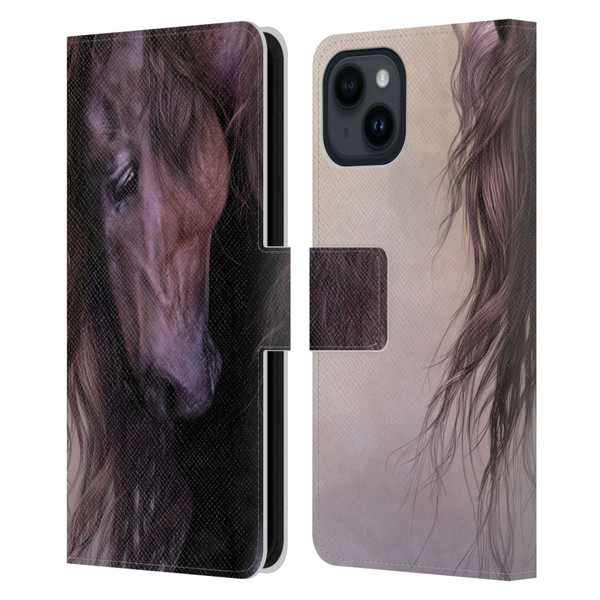 Laurie Prindle Western Stallion Equus Leather Book Wallet Case Cover For Apple iPhone 15
