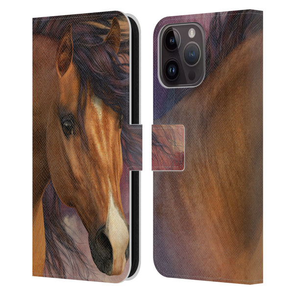 Laurie Prindle Western Stallion Flash Leather Book Wallet Case Cover For Apple iPhone 15 Pro Max