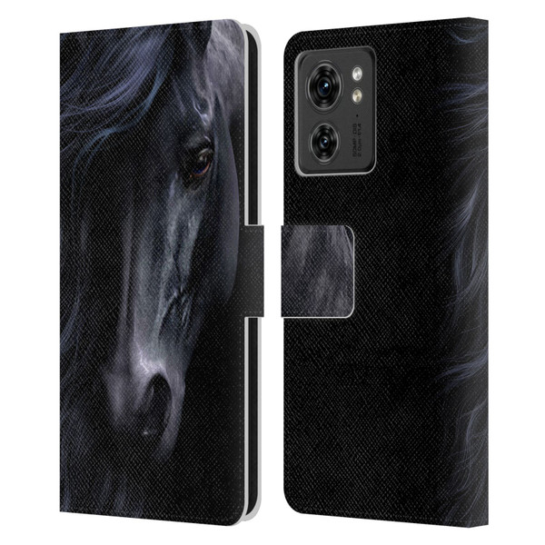 Laurie Prindle Western Stallion The Black Leather Book Wallet Case Cover For Motorola Moto Edge 40