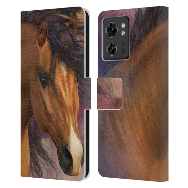 Laurie Prindle Western Stallion Flash Leather Book Wallet Case Cover For Motorola Moto Edge 40