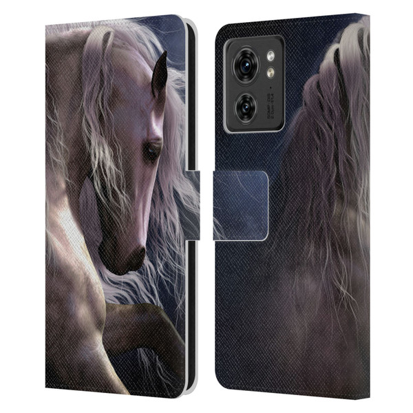 Laurie Prindle Western Stallion Night Silver Ghost II Leather Book Wallet Case Cover For Motorola Moto Edge 40