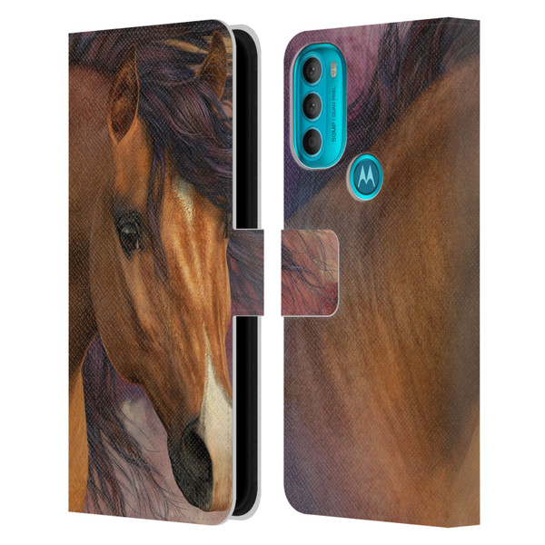 Laurie Prindle Western Stallion Flash Leather Book Wallet Case Cover For Motorola Moto G71 5G