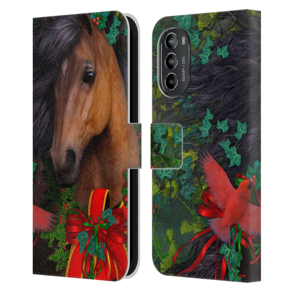 Laurie Prindle Western Stallion A Morgan Christmas Leather Book Wallet Case Cover For Motorola Moto G82 5G