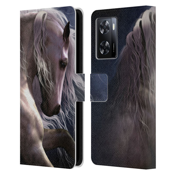 Laurie Prindle Western Stallion Night Silver Ghost II Leather Book Wallet Case Cover For OPPO A57s