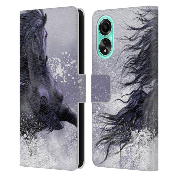 Laurie Prindle Western Stallion Winter Thunder Leather Book Wallet Case Cover For OPPO A78 5G