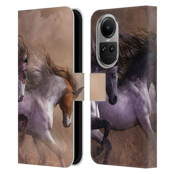 Laurie Prindle Western Stallion Run To Freedom Leather Book Wallet Case Cover For OPPO Reno10 5G / Reno10 Pro 5G