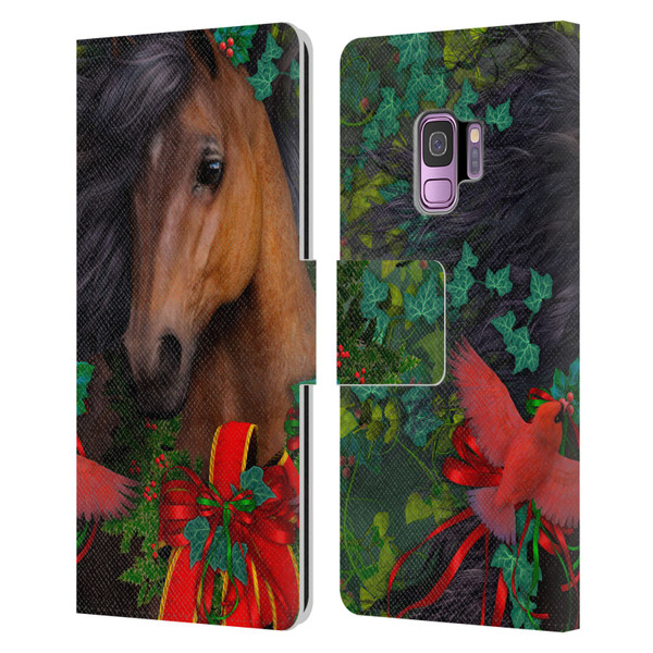 Laurie Prindle Western Stallion A Morgan Christmas Leather Book Wallet Case Cover For Samsung Galaxy S9
