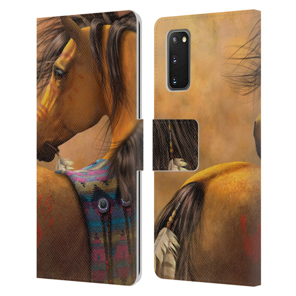 Laurie Prindle Western Stallion Kiowa Gold Leather Book Wallet Case Cover For Samsung Galaxy S20 / S20 5G