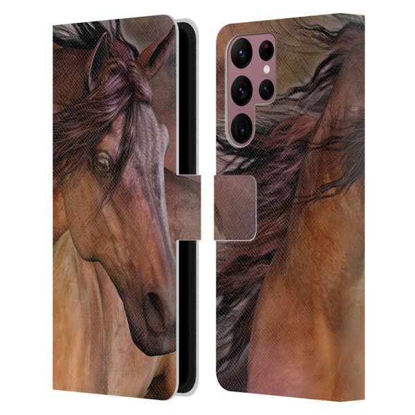 Laurie Prindle Western Stallion Belleze Fiero Leather Book Wallet Case Cover For Samsung Galaxy S22 Ultra 5G