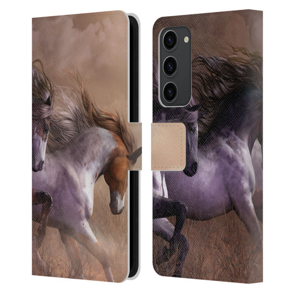 Laurie Prindle Western Stallion Run To Freedom Leather Book Wallet Case Cover For Samsung Galaxy S23+ 5G