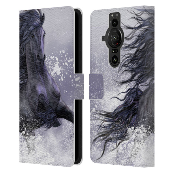 Laurie Prindle Western Stallion Winter Thunder Leather Book Wallet Case Cover For Sony Xperia Pro-I