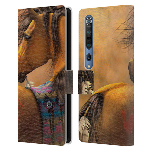 Laurie Prindle Western Stallion Kiowa Gold Leather Book Wallet Case Cover For Xiaomi Mi 10 5G / Mi 10 Pro 5G