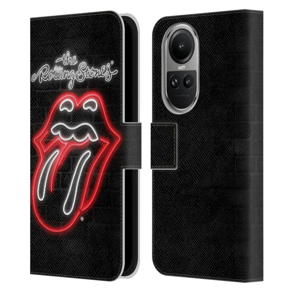 The Rolling Stones Licks Collection Neon Leather Book Wallet Case Cover For OPPO Reno10 5G / Reno10 Pro 5G