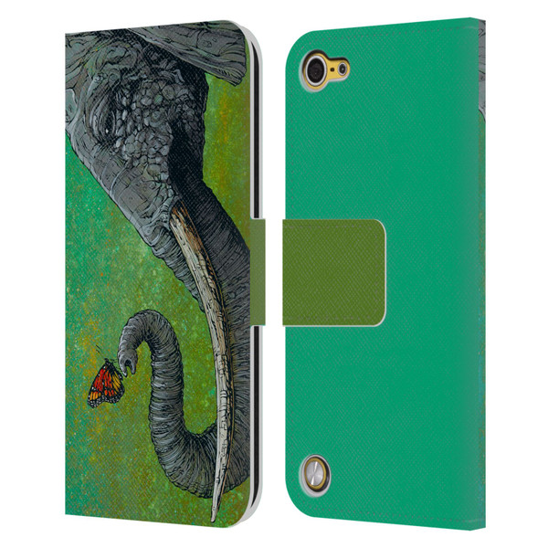 David Lozeau Colourful Grunge The Elephant Leather Book Wallet Case Cover For Apple iPod Touch 5G 5th Gen