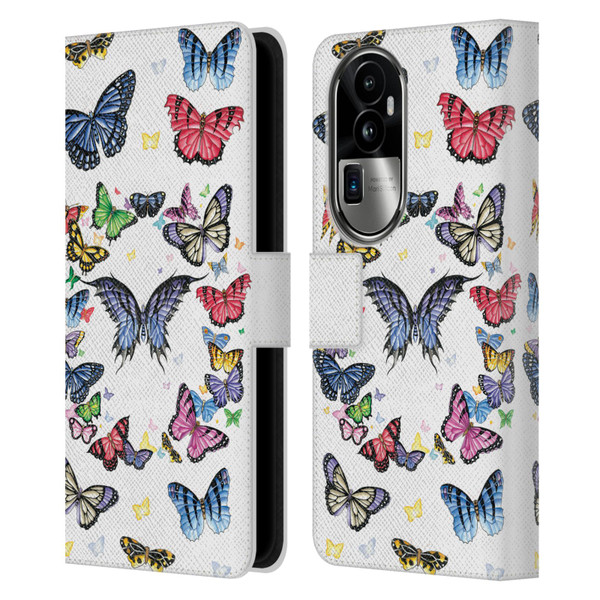 Nene Thomas Art Butterfly Pattern Leather Book Wallet Case Cover For OPPO Reno10 Pro+