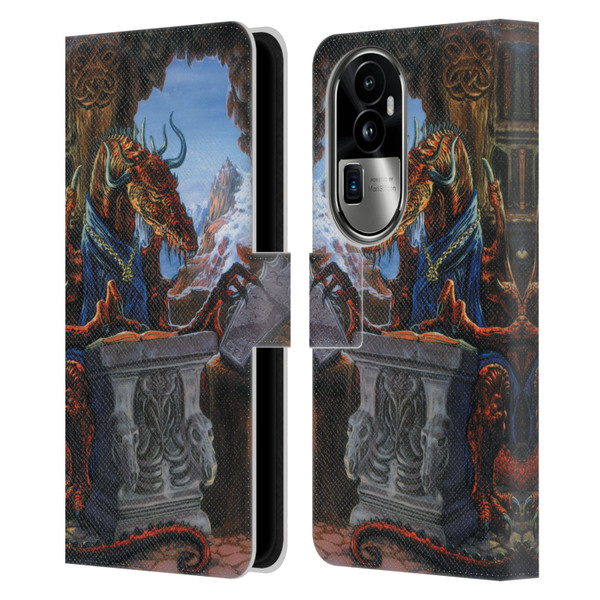 Ed Beard Jr Dragons Ancient Scholar Leather Book Wallet Case Cover For OPPO Reno10 Pro+