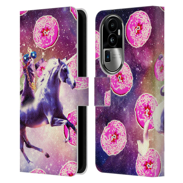 Random Galaxy Mixed Designs Thug Cat Riding Unicorn Leather Book Wallet Case Cover For OPPO Reno10 Pro+