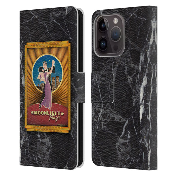 Larry Grossman Retro Collection Moonlight Tango Leather Book Wallet Case Cover For Apple iPhone 15 Pro