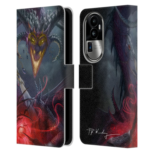 Piya Wannachaiwong Black Dragons Enchanted Leather Book Wallet Case Cover For OPPO Reno10 Pro+