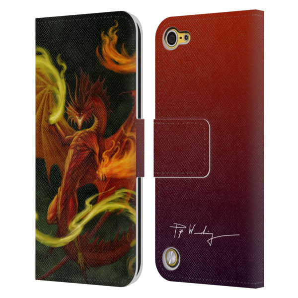 Piya Wannachaiwong Dragons Of Fire Magical Leather Book Wallet Case Cover For Apple iPod Touch 5G 5th Gen