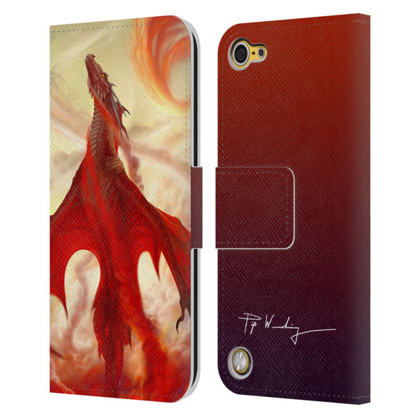 Piya Wannachaiwong Dragons Of Fire Mighty Leather Book Wallet Case Cover For Apple iPod Touch 5G 5th Gen