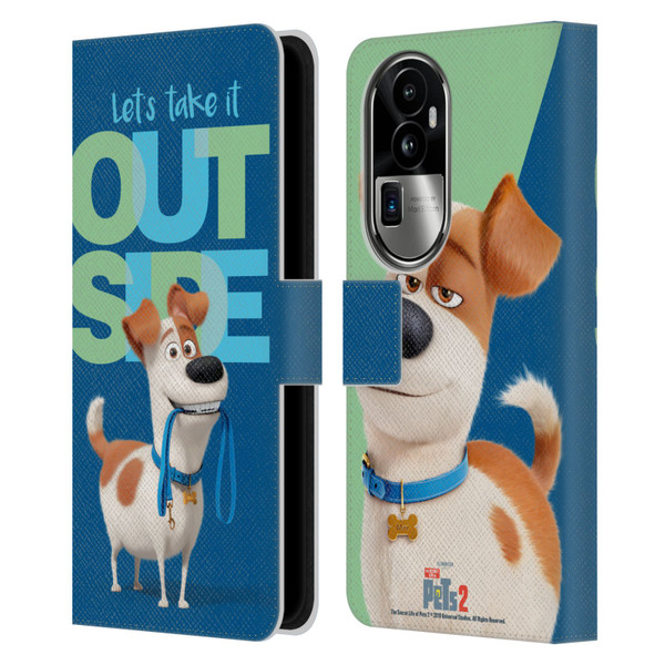 The Secret Life of Pets 2 II For Pet's Sake Max Dog Leash Leather Book Wallet Case Cover For OPPO Reno10 Pro+