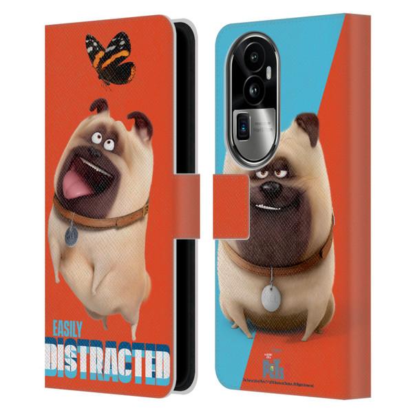 The Secret Life of Pets 2 II For Pet's Sake Mel Pug Dog Butterfly Leather Book Wallet Case Cover For OPPO Reno10 Pro+