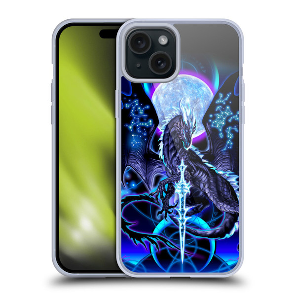 Ruth Thompson Art Dragon, Sword & Constellations Soft Gel Case for Apple iPhone 15 Plus
