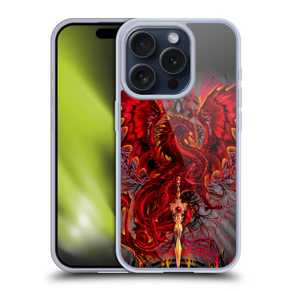 Ruth Thompson Art Red Tribal Dragon With Sword Soft Gel Case for Apple iPhone 15 Pro