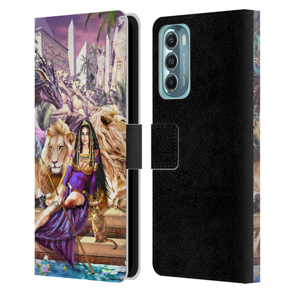 Ruth Thompson Art Egyptian Queen, Lions & Dragon Leather Book Wallet Case Cover For Motorola Moto G Stylus 5G (2022)