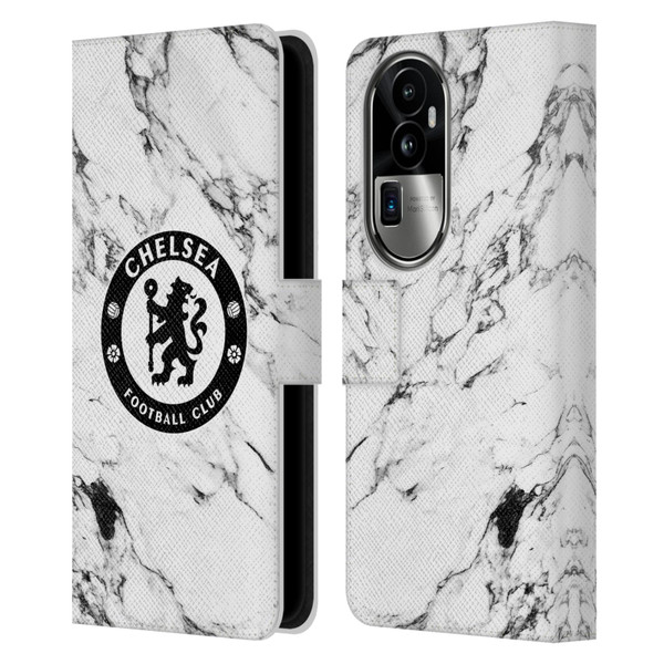 Chelsea Football Club Crest White Marble Leather Book Wallet Case Cover For OPPO Reno10 Pro+