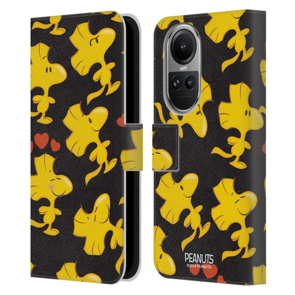 Peanuts Character Patterns Woodstock Leather Book Wallet Case Cover For OPPO Reno10 5G / Reno10 Pro 5G