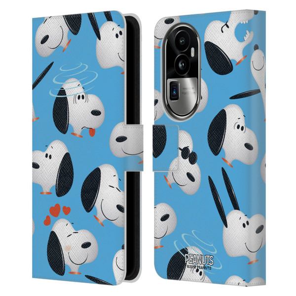 Peanuts Character Patterns Snoopy Leather Book Wallet Case Cover For OPPO Reno10 Pro+