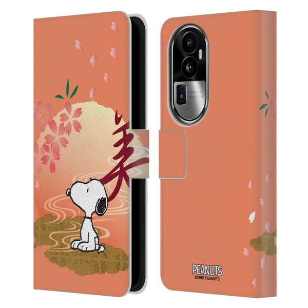 Peanuts Oriental Snoopy Sakura Leather Book Wallet Case Cover For OPPO Reno10 Pro+