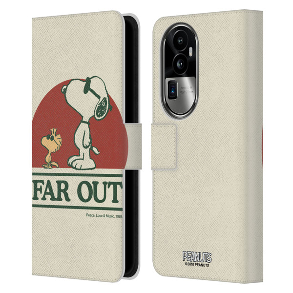 Peanuts Woodstock 50th Snoopy Woodstock Far Out Leather Book Wallet Case Cover For OPPO Reno10 Pro+