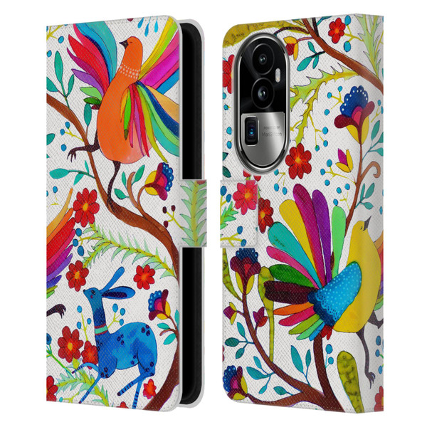 Sylvie Demers Floral Rainbow Wings Leather Book Wallet Case Cover For OPPO Reno10 Pro+