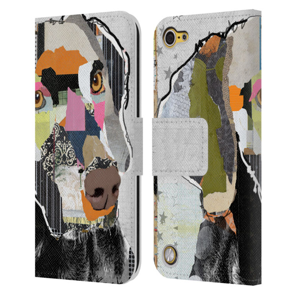 Michel Keck Dogs 2 Weimaraner Leather Book Wallet Case Cover For Apple iPod Touch 5G 5th Gen